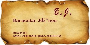 Baracska János névjegykártya